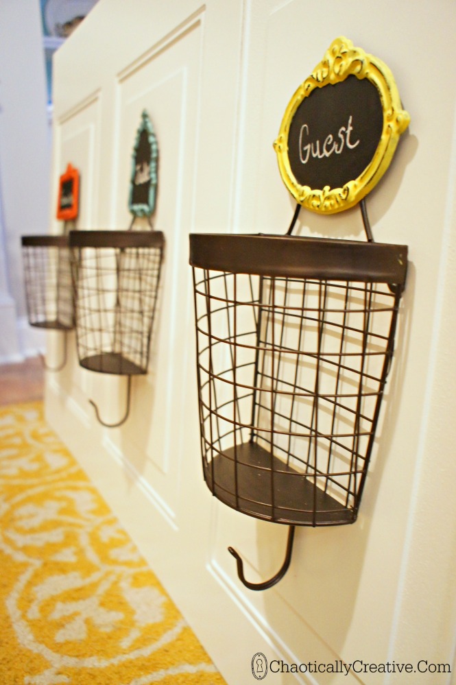 DIY Wire Basket Coat Rack - Chaotically Creative