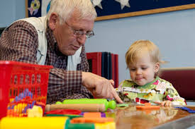 grandparent helping with childcare