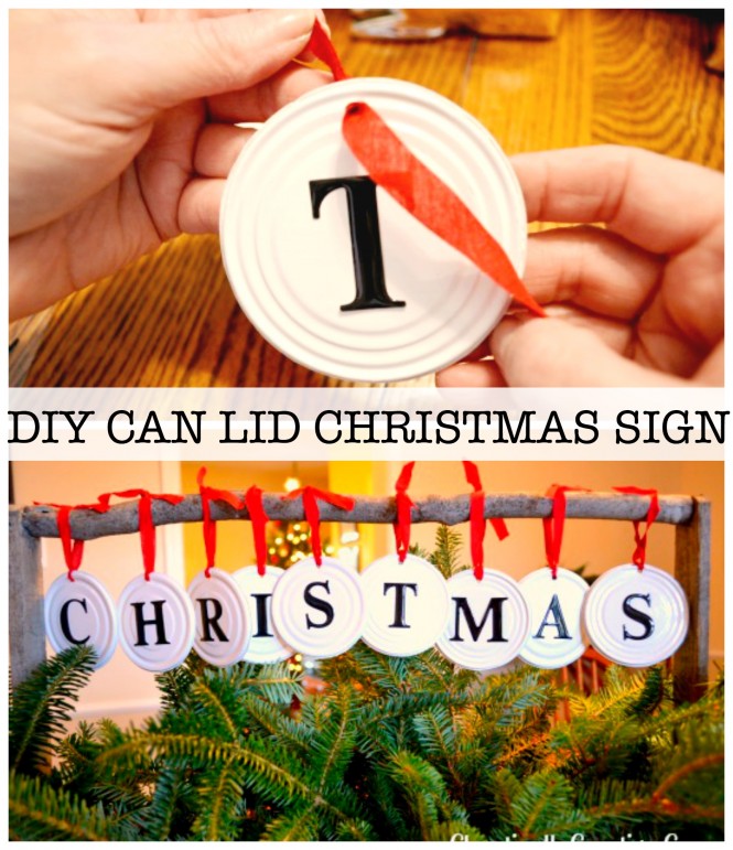 DIY Can Lid Christmas Sign