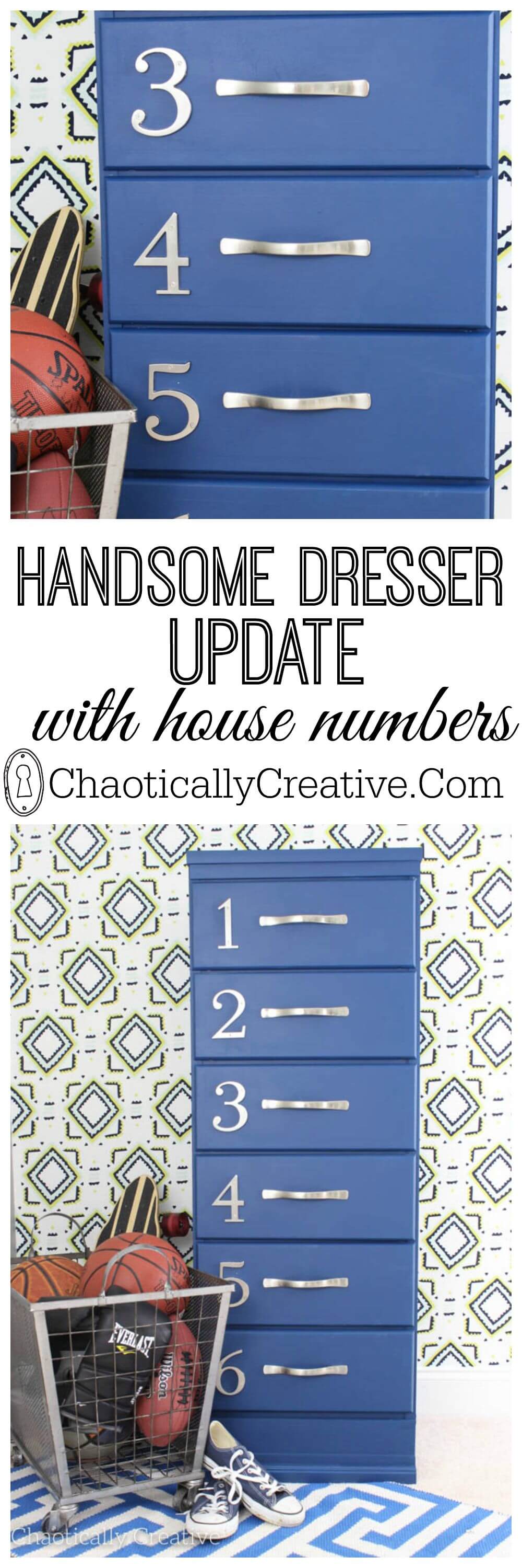 Updating a dresser with paint and house numbers