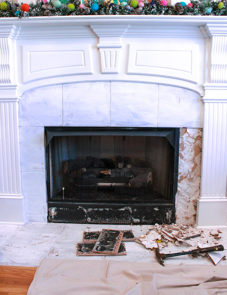How To Remove Fireplace Tiles, How To Remove Concrete Fireplace Mantel