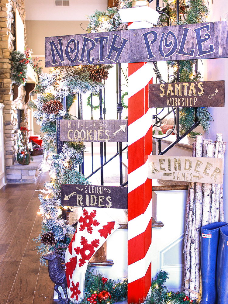 Don't Have A Mantel? Build this Stocking Post DIY North Pole Theme