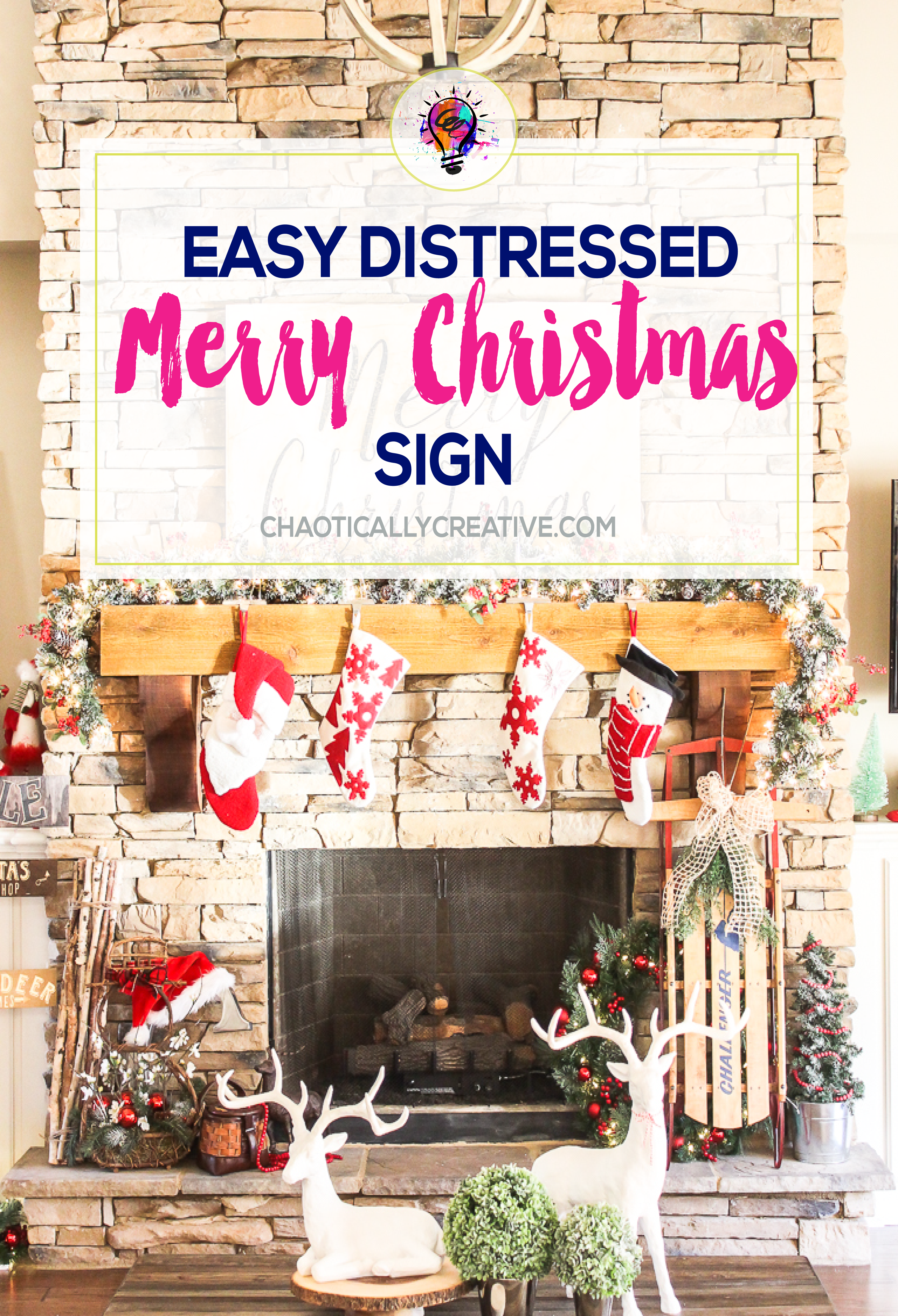 easy distressed merry christmas sign